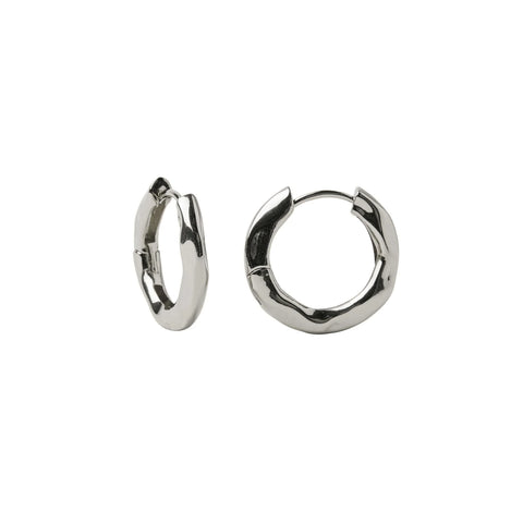 Machete Baby Wavy Hinge Hoops | Silver