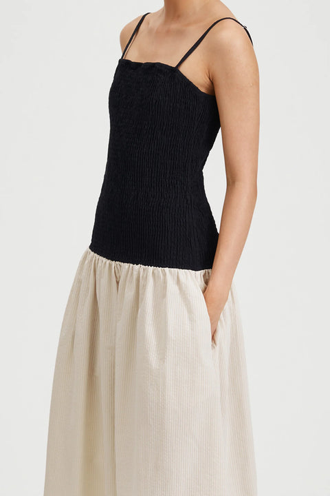 Stylein Martelli Dress | Black with Beige Stripe