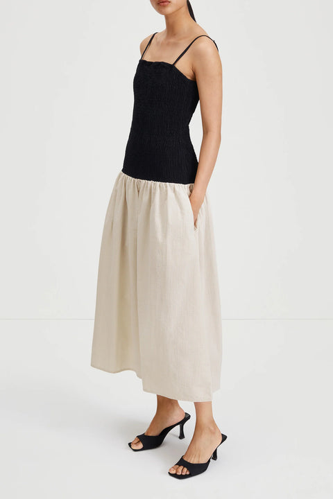 Stylein Martelli Dress | Black with Beige Stripe