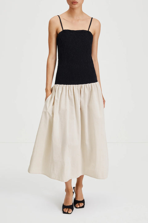 Stylein Martelli Dress | Black with Beige Stripe