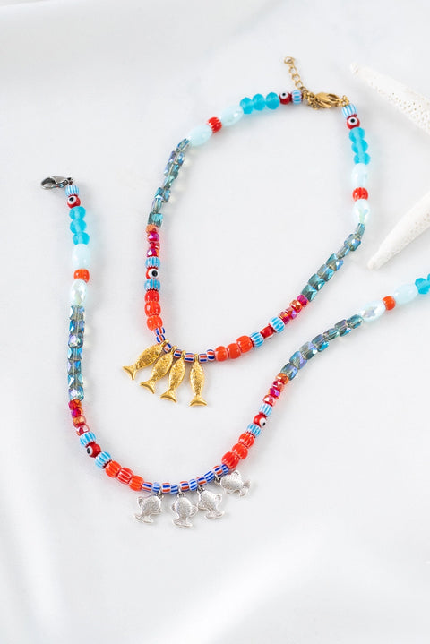 Goupi Necklace 04 | Gold Fish Beaded Necklace