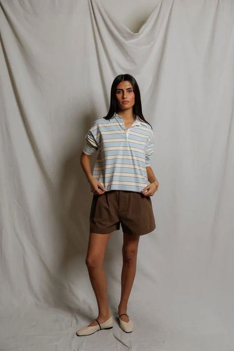Perfect White Tee Daria Rugby Shirt | Powder Blue Stripe