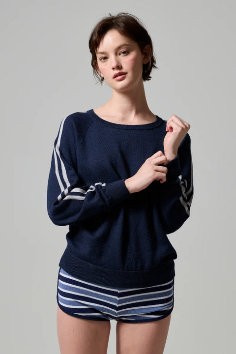Asher Livia Knitted Crew | Heathered Cadet