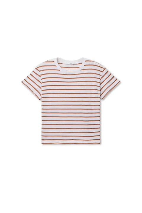 Perfect White Tee Everett Boxy Crewneck Tee | Mocha Stripe