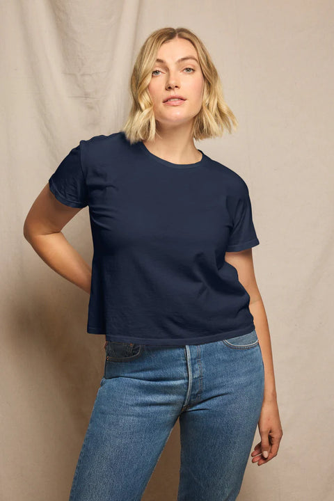 Perfect White Tee Harley Boxy Crewneck Tee | Navy
