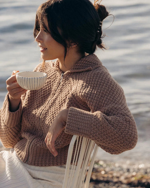 Hary Jae Meadow Zip Cardigan | Camel