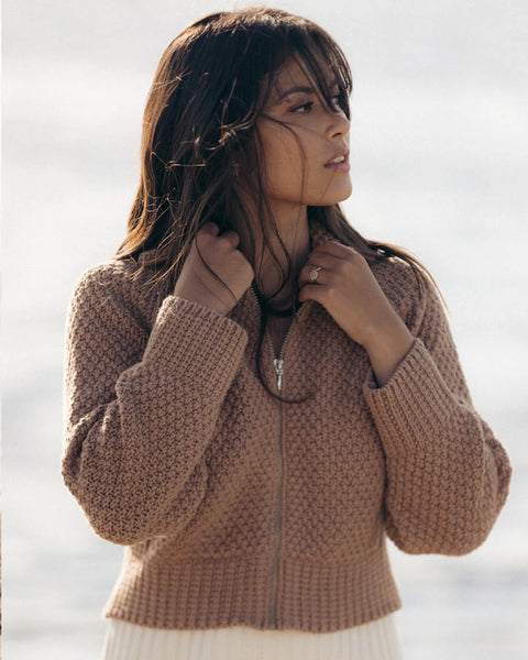 Hary Jae Meadow Zip Cardigan | Camel