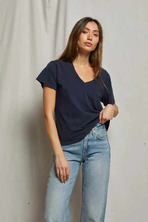 Perfect White Tee Hendrix Boxy V Neck Tee | Navy
