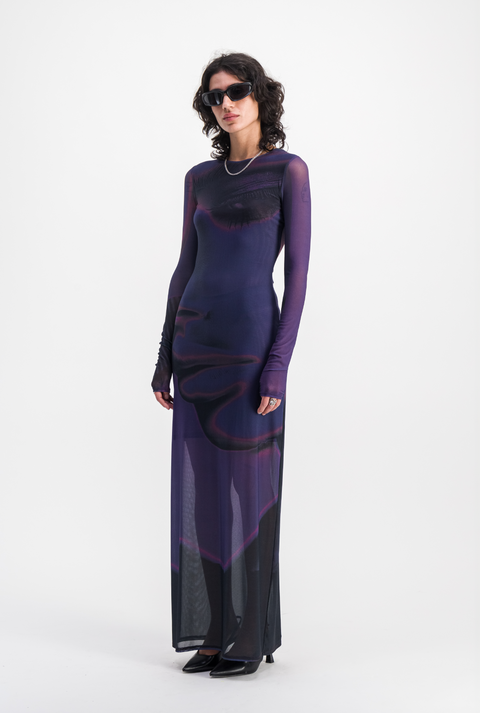 Saemdi Maxi Mesh Dress | Purple