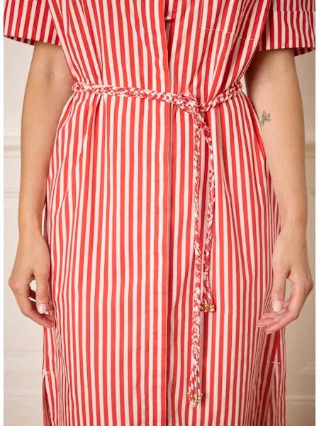 Notshy Mariella Striped Dress | Tomato with White
