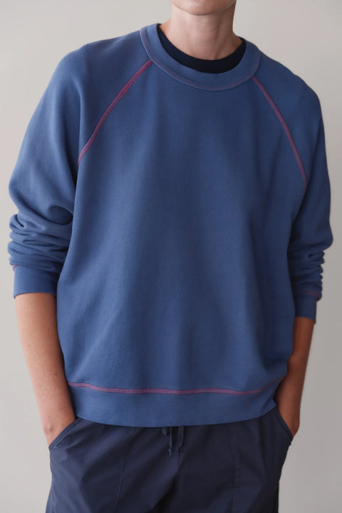 DONNI lapis with raspberry sweatshirt styled as a casual everyday outfit – comfortable women's designer sweatshirt