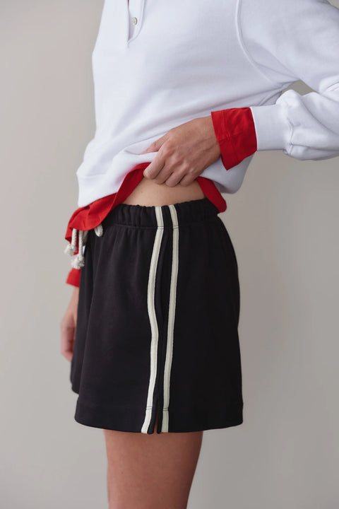 DONNI The Eco Terry Stripe Short | Jet Black