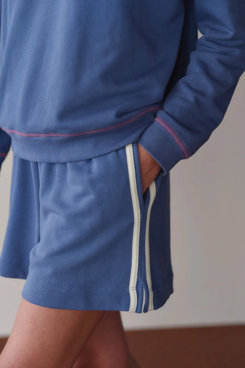 DONNI The Eco Terry Stripe Short | Lapis Blue