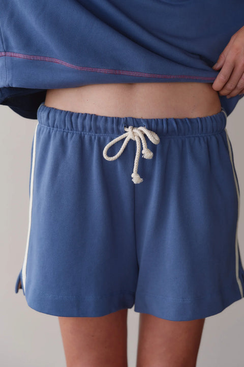 DONNI The Eco Terry Stripe Short | Lapis Blue