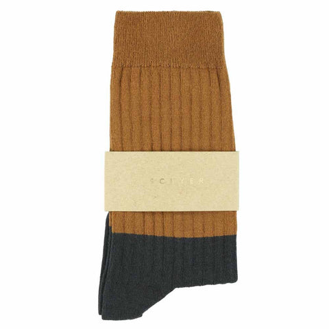 Escuyer Women's Block Socks | Brown Sugar Anthracite
