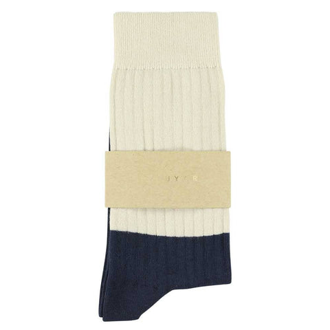 Escuyer Women's Block Socks | Ecru Navy