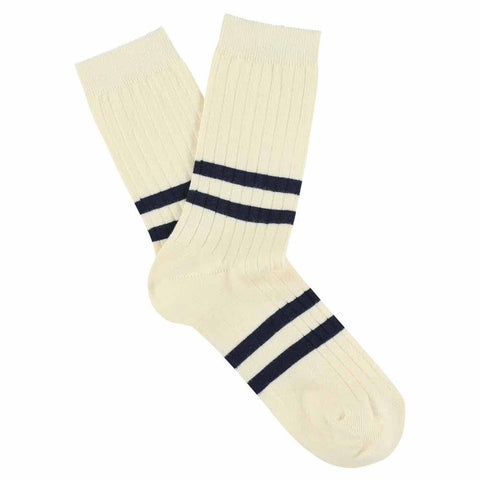 Escuyer Women's Stripe Socks | Ecru Blue