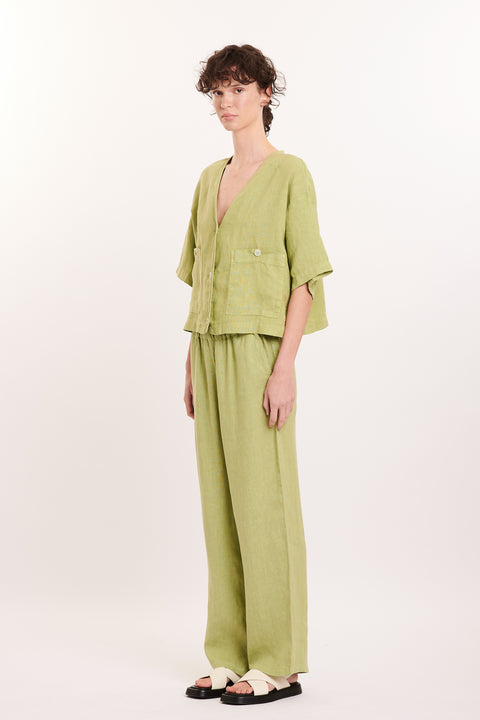 Our Sister Ozzy Linen Shirt | Lime