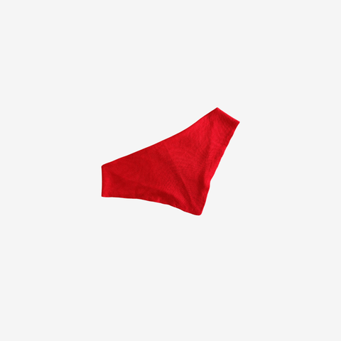 Givéh Red Lily Mini Scarf – bold red merino cashmere lily scarf by Givéh, flat lay detail