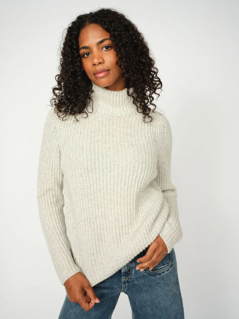 Mos Mosh Thyra Highneck Knit | Light Grey Melange