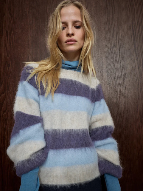 Mos Mosh Suvi Stripe Knit | Sweet Grape