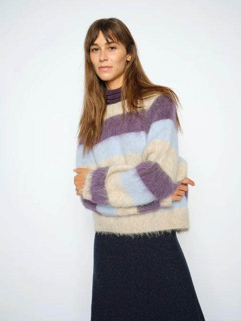 Mos Mosh Suvi Stripe Knit | Sweet Grape