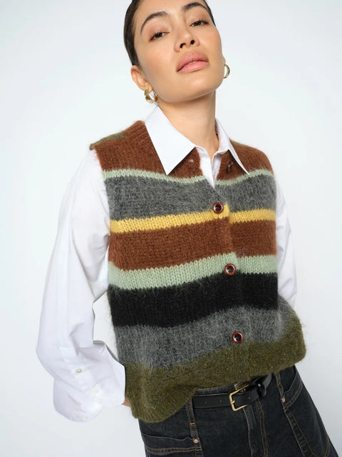 Mos Mosh Esti Striped Knit Vest — wool mohair blend texture detail