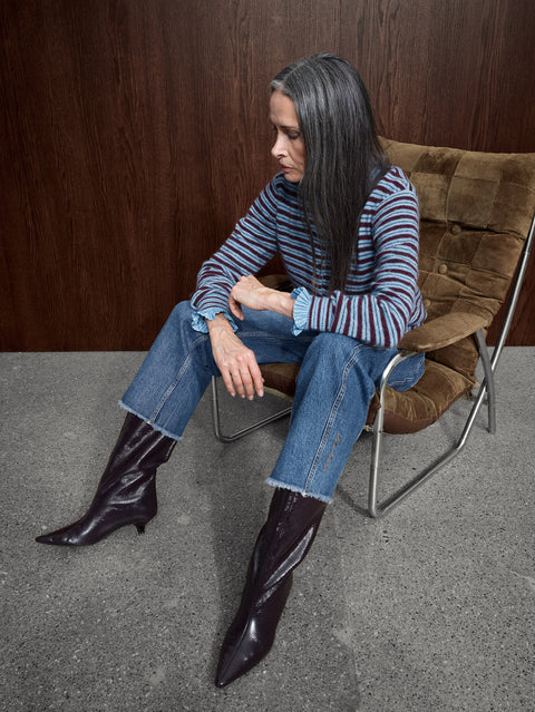 Mos Mosh Milvi Port Royale Stripe Cardigan - Front View Showing Playful Stripe Colour Palette and Classic Button-Front Closure