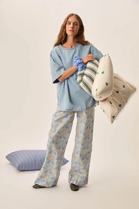 Des Petits Hauts Loris Denim Top | Bleach Blue
