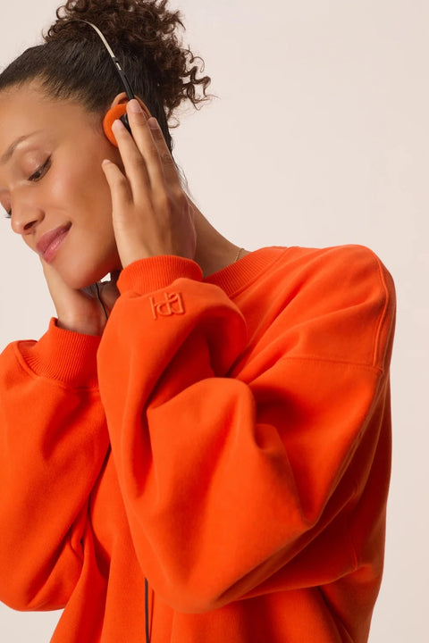 Des Petits Hauts Joeme Orange Sweatshirt - Front View Showing Vibrant Orange Colourway and Relaxed Sweatshirt Fit