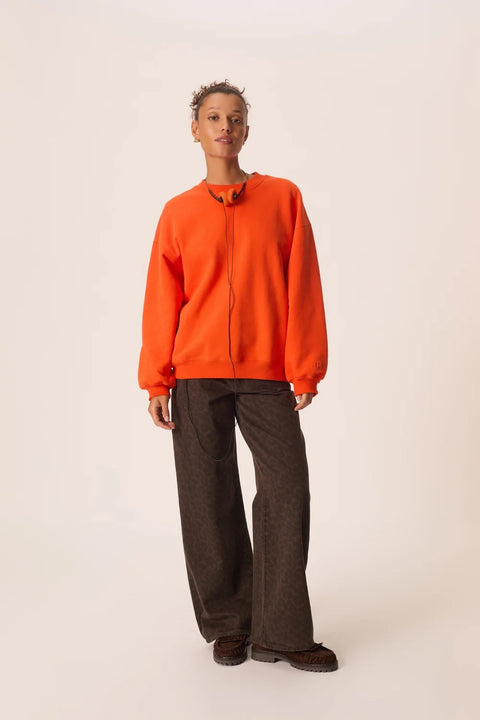 Des Petits Hauts Joeme Sweatshirt Orange - Side View Highlighting Comfortable Cotton Silhouette