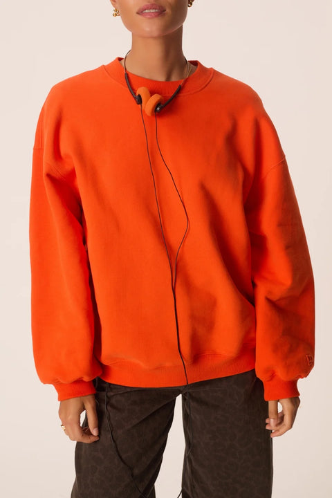 Des Petits Hauts Joeme Orange Sweatshirt - Back View of Women's Bold Pop Colour Cotton Sweatshirt