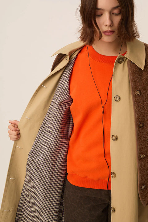 Des Petits Hauts Joeme Sweatshirt in Orange - Three-Quarter View of Women's Feminine Sportswear Sweatshirt