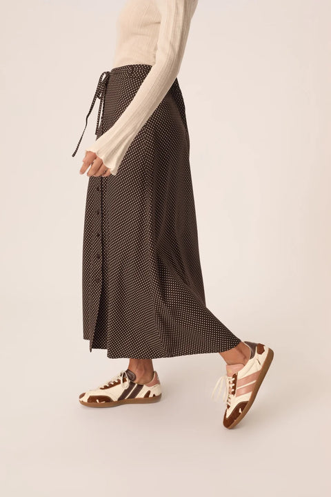 Des Petits Hauts Vanilla Pois Skirt - Full-Length Shot Showing Flattering Flowing Midi Silhouette
