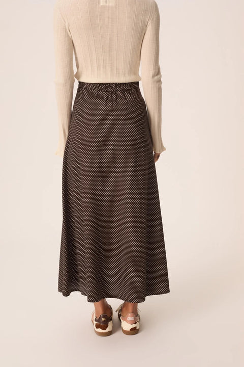 Des Petits Hauts Vanilla Skirt Pois - Back View Showing Button-Front Length and Fluid Drape of Lyocell Viscose Blend