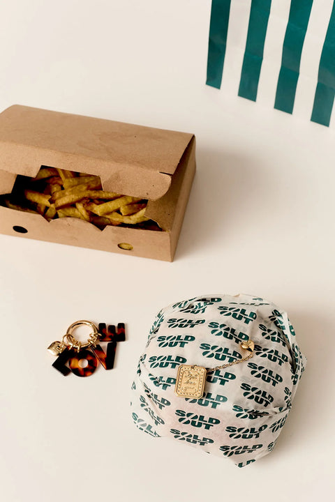 Des Petits Hauts Purple Bag Charm - Close-Up of Tortoiseshell Effect LOVE Letters in Acetate
