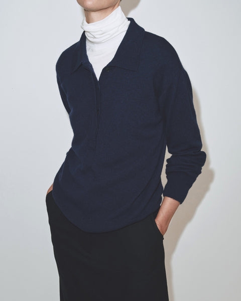 Mijeong Park Cashmere Blend Polo Sweater | Navy