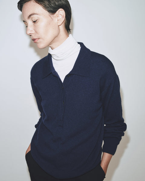 Mijeong Park Cashmere Blend Polo Sweater | Navy