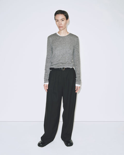 Mijeong Park Wool Tencel Crew Neck Top | Heather Grey