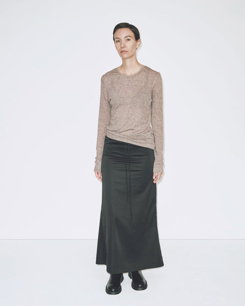 Mijeong Park Wool Tencel Crew Neck Top | Light Heather Brown