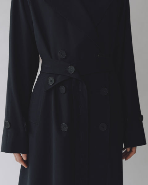 Mijeong Park Wool Blend Long Trench | Navy