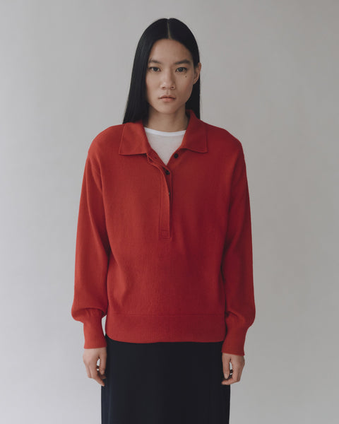 Mijeong Park Cashmere Blend Polo Sweater | Red