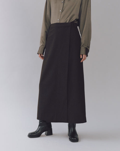 Mijeong Park Wool Blend Maxi Wrap Skirt | Brown