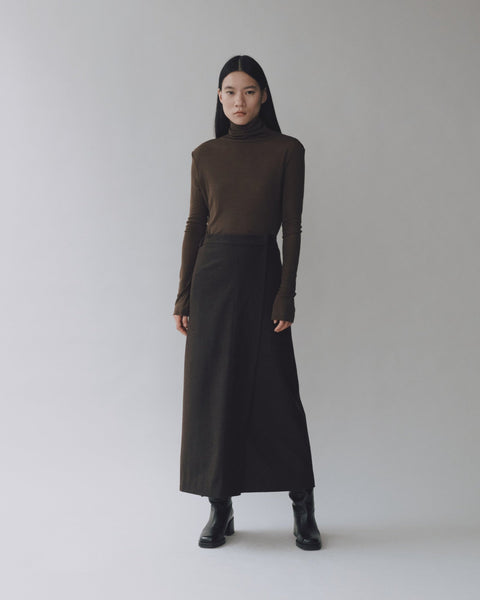 Mijeong Park Thin Ribbed Rollneck Top | Brown