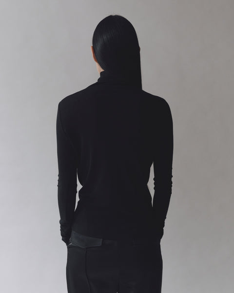 Mijeong Park Thin Ribbed Rollneck Top | Black