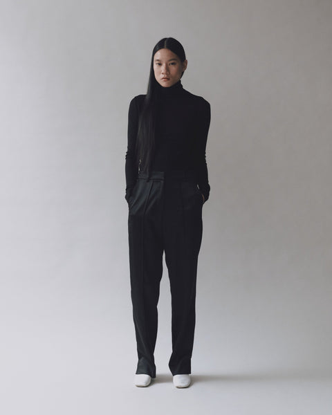 Mijeong Park Thin Ribbed Rollneck Top | Black