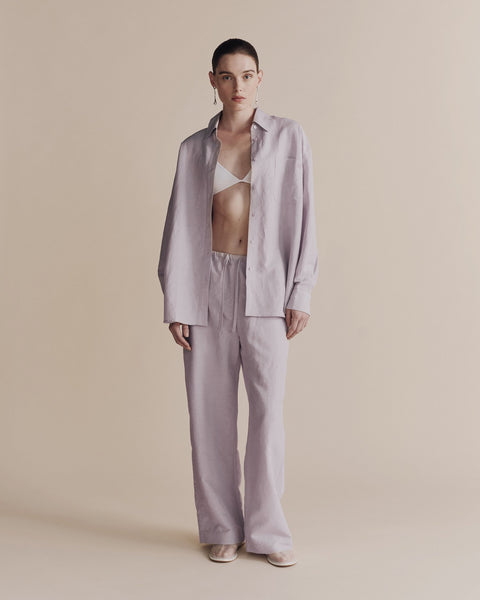 Mijeong Park Silk Linen Oversized Shirt | Lilac