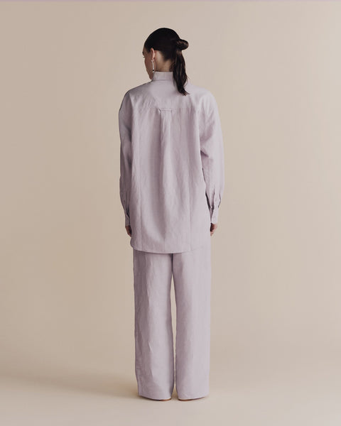 Mijeong Park Silk Linen Oversized Shirt | Lilac