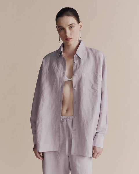 Mijeong Park Silk Linen Oversized Shirt | Lilac