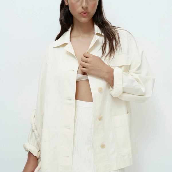 Mijeong Park Linen Blend Work Jacket | Cream - Shop Mercurial